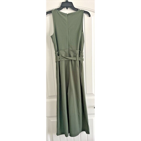 Bar III Petite Women's Sleeveless Crewneck Tie-Waist Jumpsuit Olive Green P/S - Picture 7 of 8